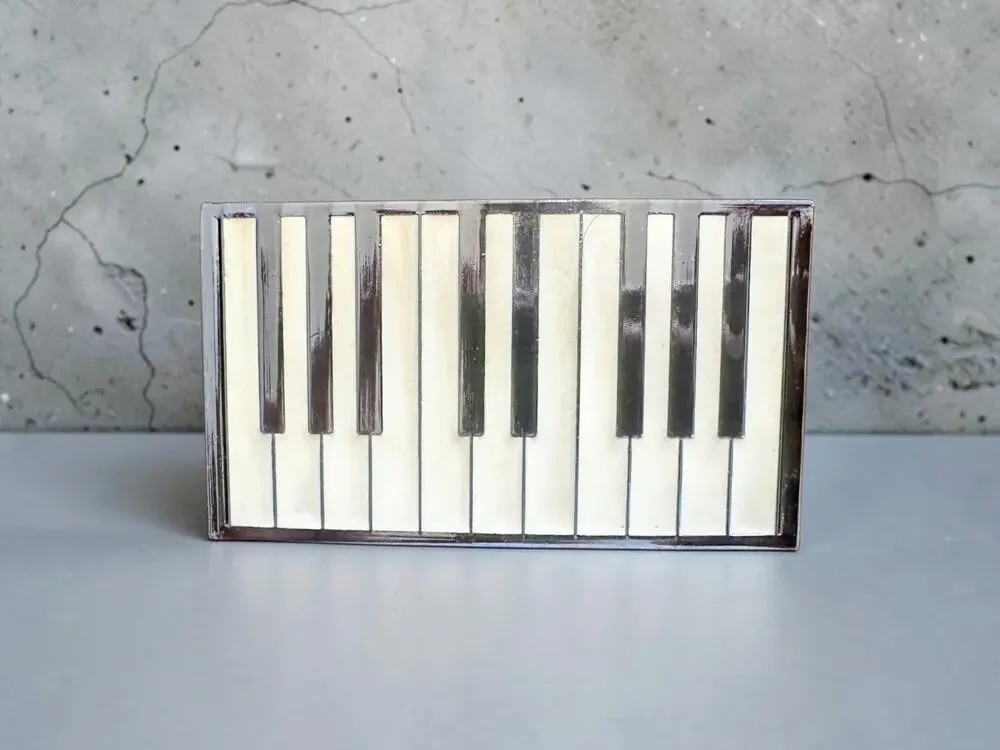 Piano Keyboard Keys Music Silver Tone Rectangular Belt Buckle Musician